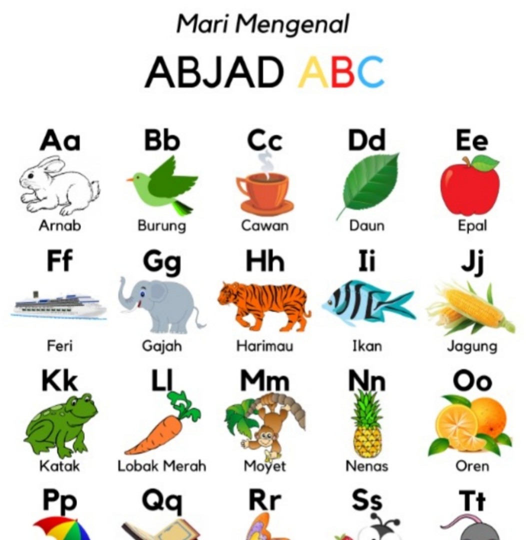 Printable Alphabet Poster (Malay Version), Hobbies & Toys, Stationery