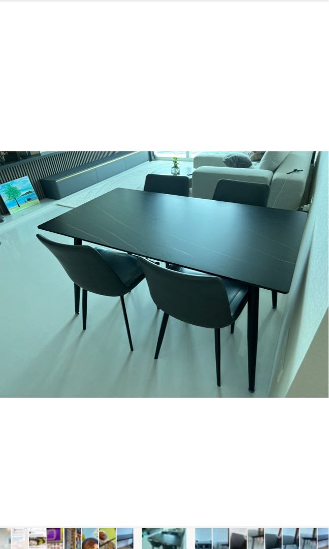 Quartz dining table w/ 4 chairs, Furniture & Home Living, Furniture ...