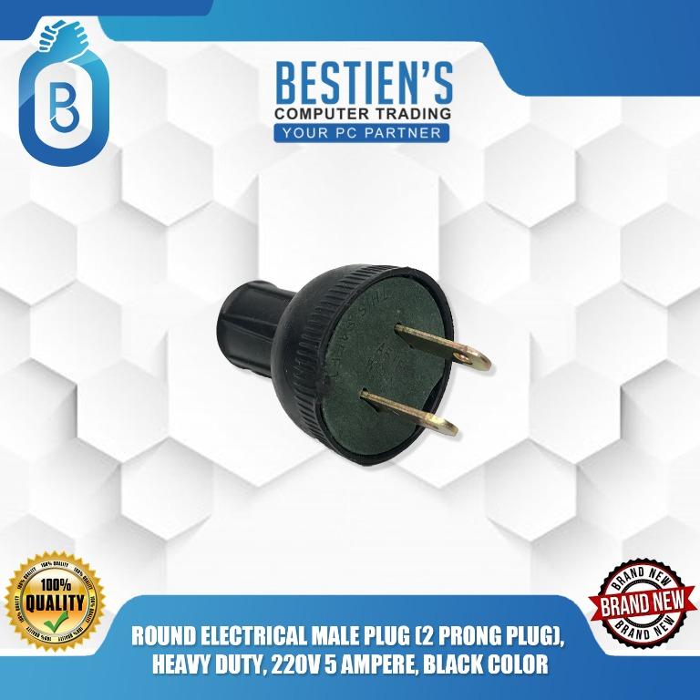 ROUND ELECTRICAL MALE PLUG (2 PRONG PLUG), HEAVY DUTY, 220V 5 AMPERE