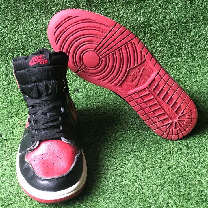 Slam Dunk x Jordan 1 Bred Custom Sakuragi off white, Fesyen Pria