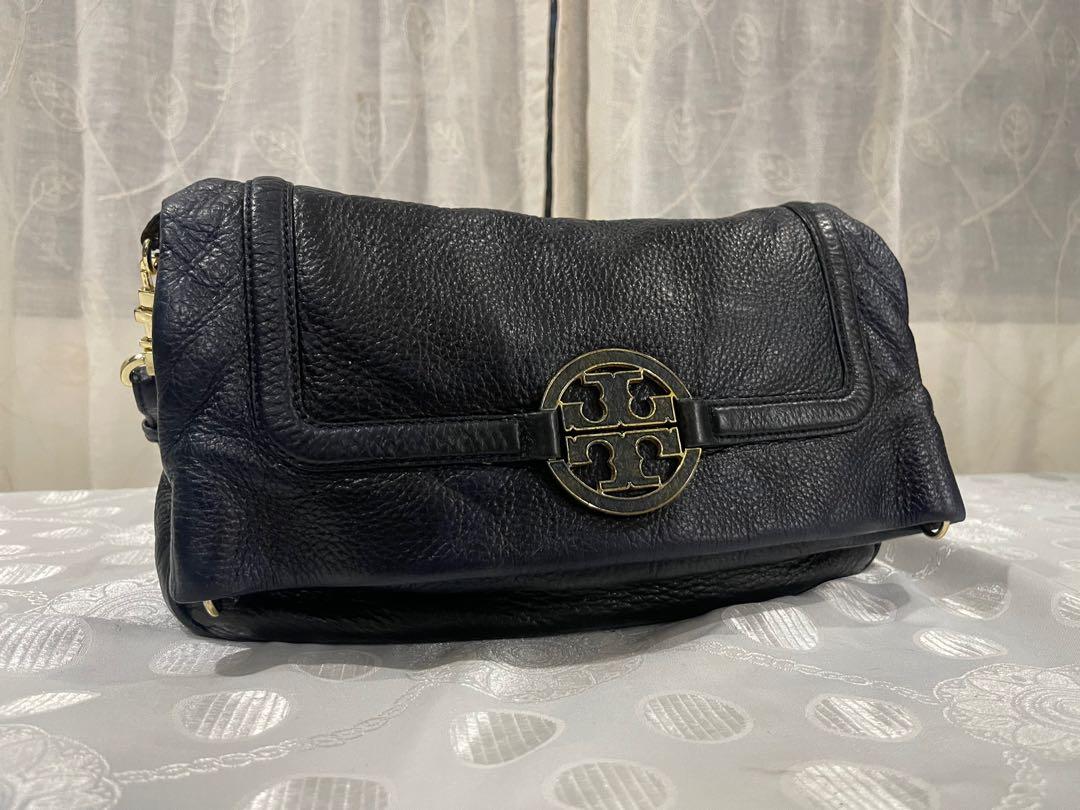 Tory Burch Amanda Fold-over Messenger Black Bag, Luxury, Bags & Wallets on  Carousell