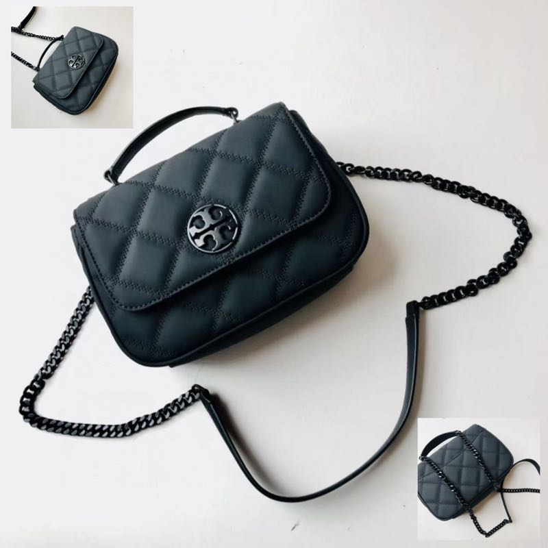 TORY BURCH Willa Mini Top Handle Bag 82365 Black Gun, Women's Fashion ...
