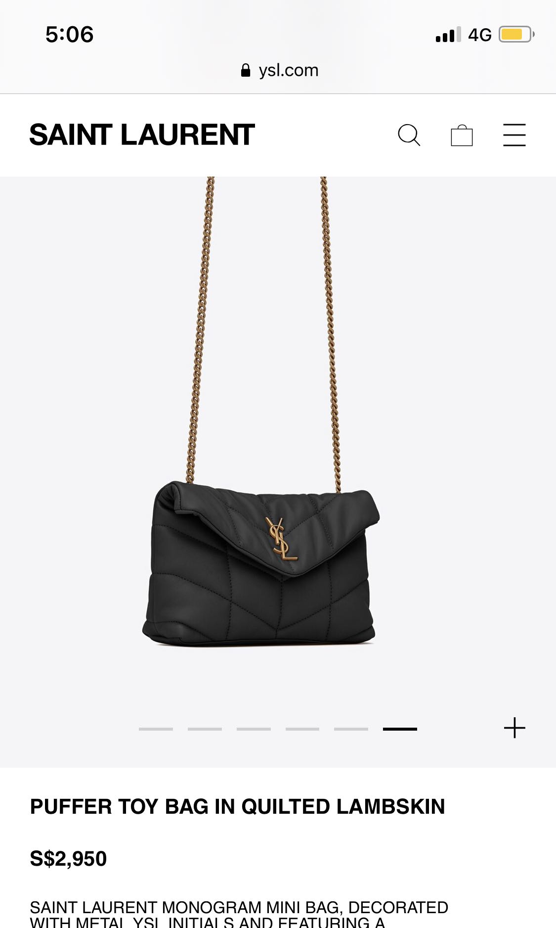 YSL Puffer Toy in Quilted Lambskin, Women's Fashion, Bags & Wallets