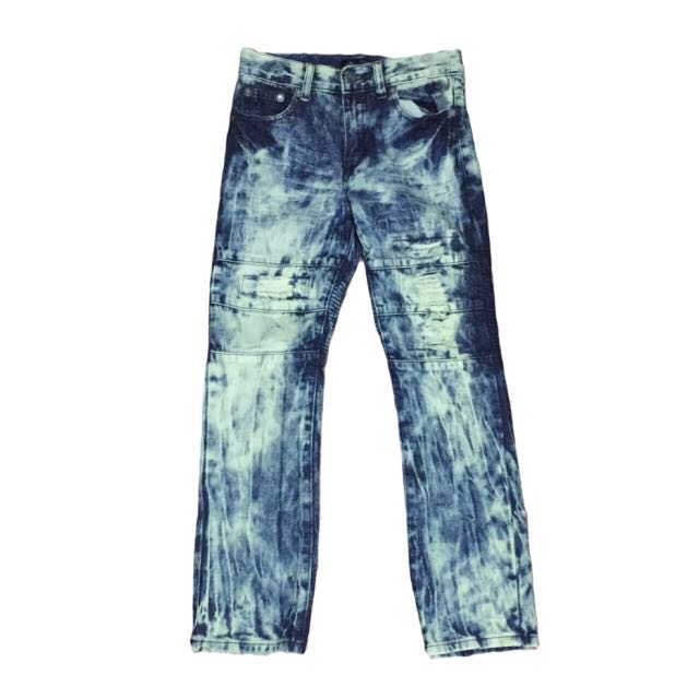 Acid Wash Biker Jeans Men s Fashion Activewear on Carousell