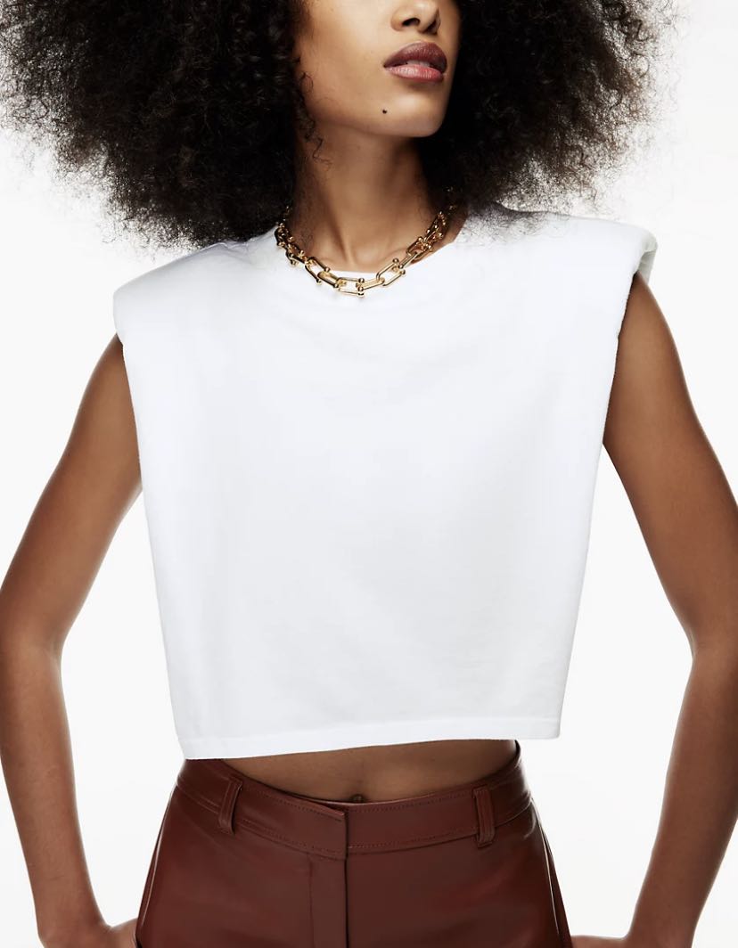 Aritzia shoulder pad crop t-shirt 