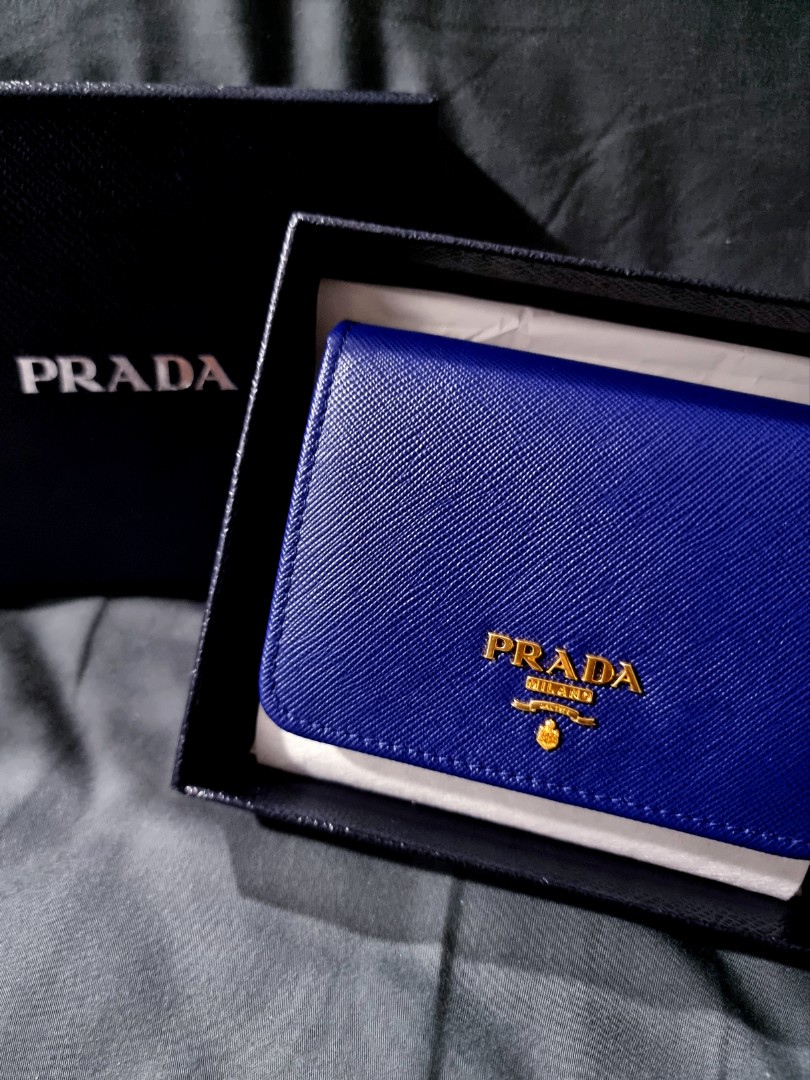 FAST DEAL @ $550 | Prada Saffiano Metal Trifold Wallet (Blue), Women's ...