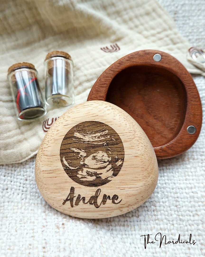 Baby Keepsake Box Umbilical Cord & Fetal Hair Ultrasound Engraving