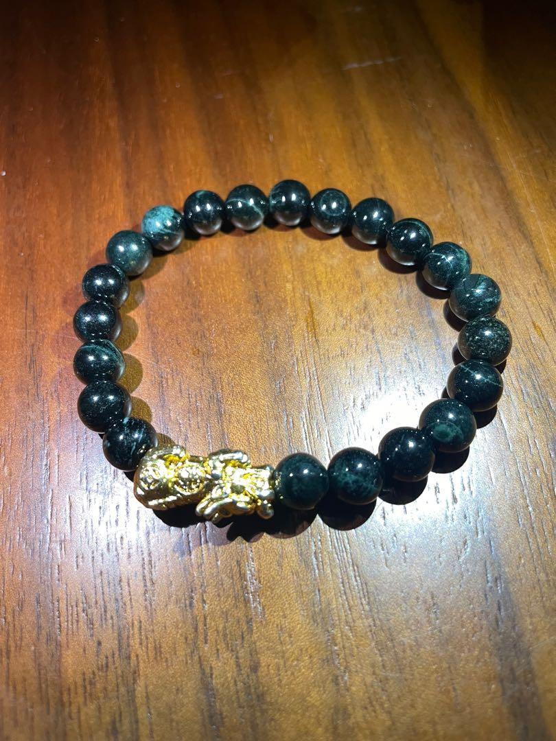 Mens black jade bracelet top