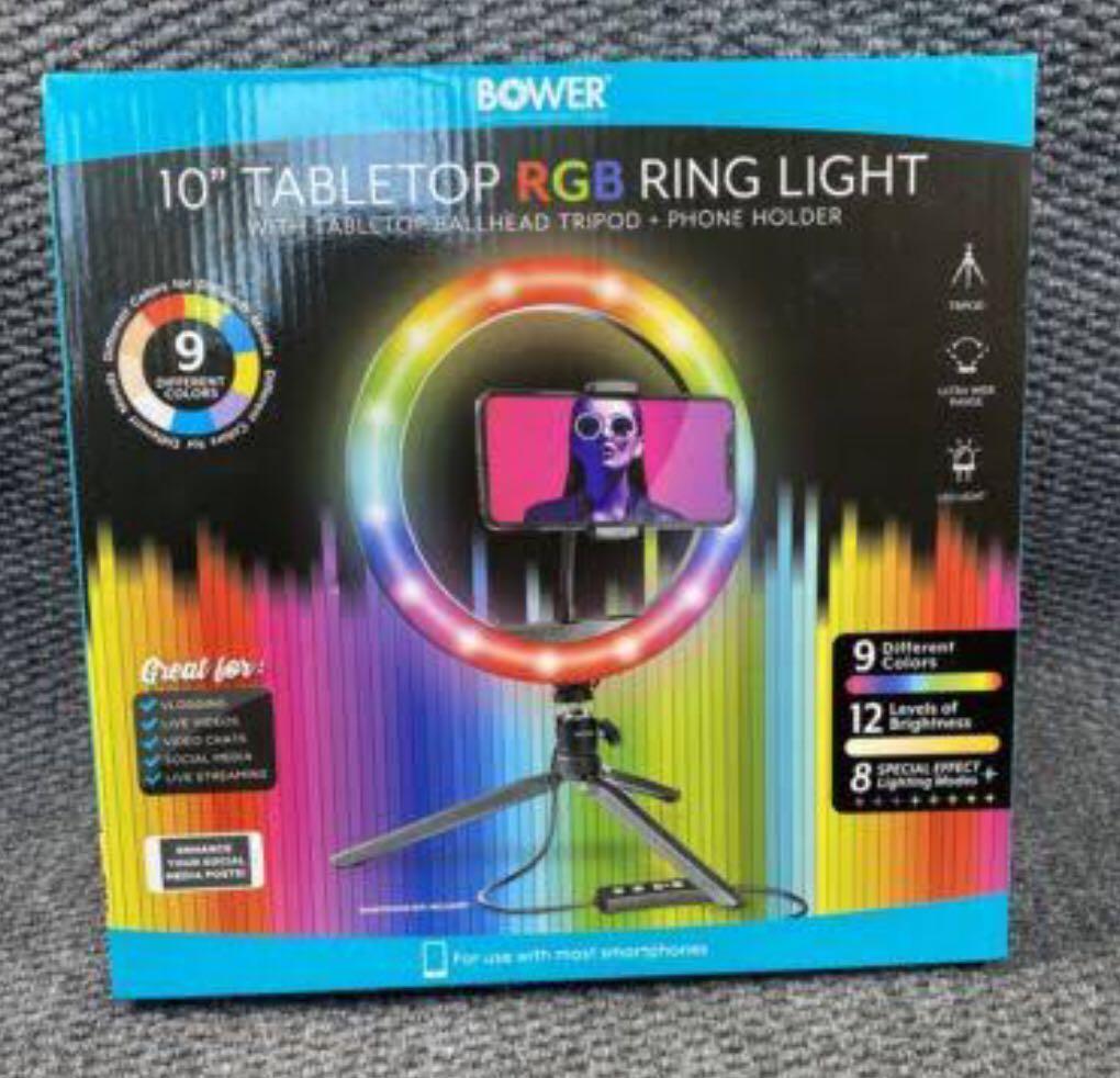Bower 10” RGB ring light (Category: Lighting & Studio Equipment) located in Naga. Submitted by lailanietan (Listing ID 1167080707, Image 1). Description: Selfie Kit Description The Bower 10” RGB Selfie Ring Light Studio Kit is the supreme creators kit. Transforming your smartphone into a professional photo Studio Make videos for all occasions and settings. Whether in the morning or evening you can capture quality picture at any time. the kit is i