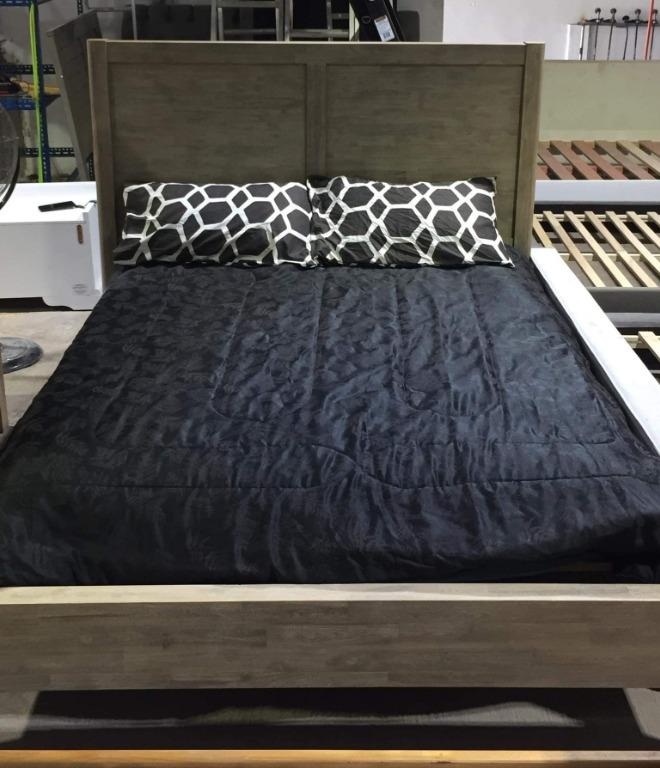 Bunbury Rustic Bed Frame Dark, Furniture & Home Living, Furniture, Bed