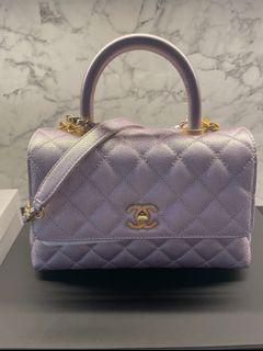 $5900 Chanel Coco Handle red quilted Caviar Small bag lizard handle gold hw