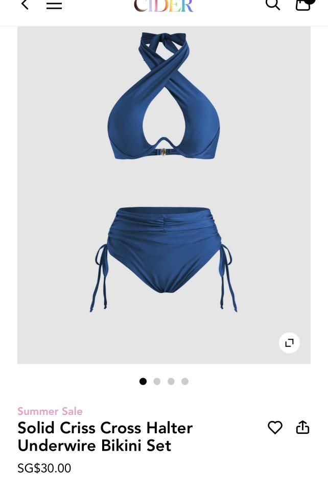 Cider Solid Criss Cross Halter Underwire Bikini, Women's Fashion, Swimwear, Bikinis & Swimsuits