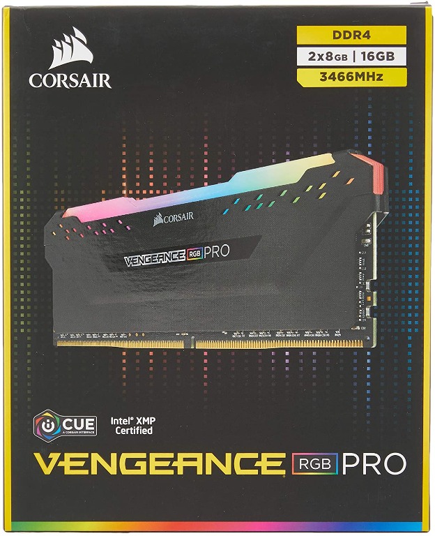 Corsair RGB PRO 16GB 2x8GB DDR4 3466 PC4 27700 C16 Desktop Memory Black CMW16GX4M2C3466C16 Computers Tech Parts Accessories Computer Parts on Carousell