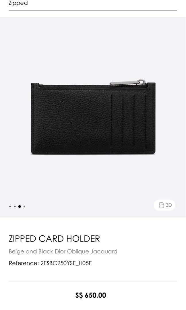 Zipped Long Wallet Beige and Black Dior Oblique Jacquard