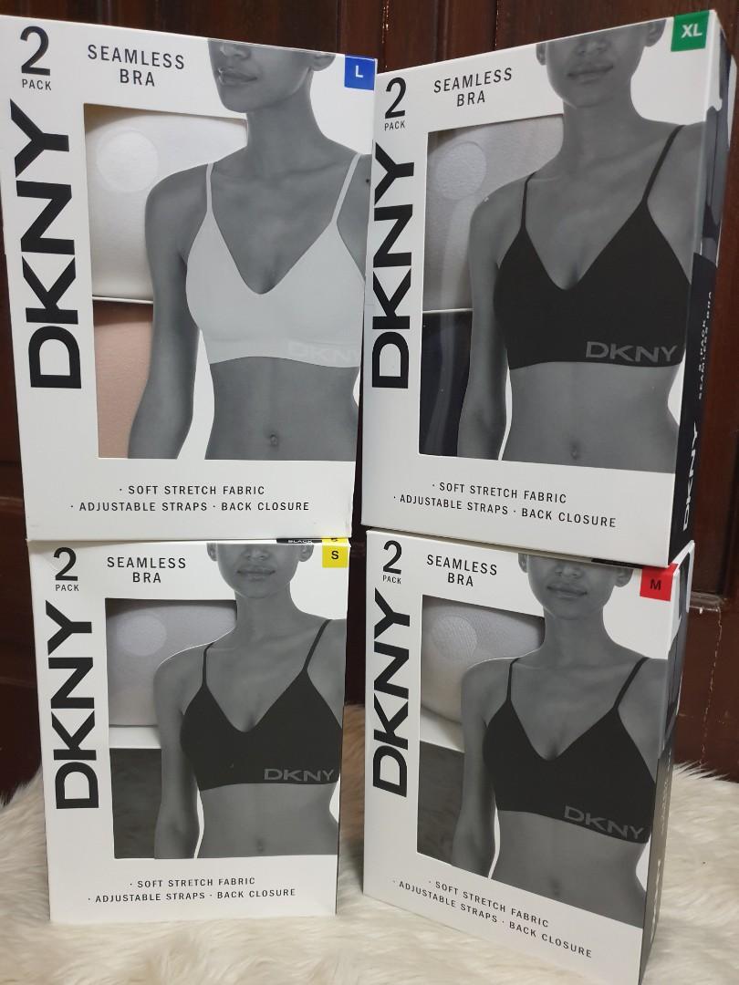 DKNY WOMEN'S SEAMLESS BRA BRALETTE 2 PACK BLACK/GLOW BRAND NEW IN BOX SMALL  ⭐ 