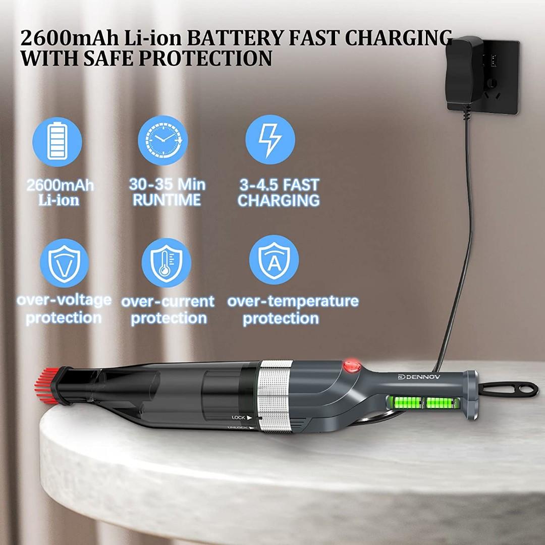 DN Dennov, handheld vacuum cleaner, bagless, 6500 Pa battery, strong