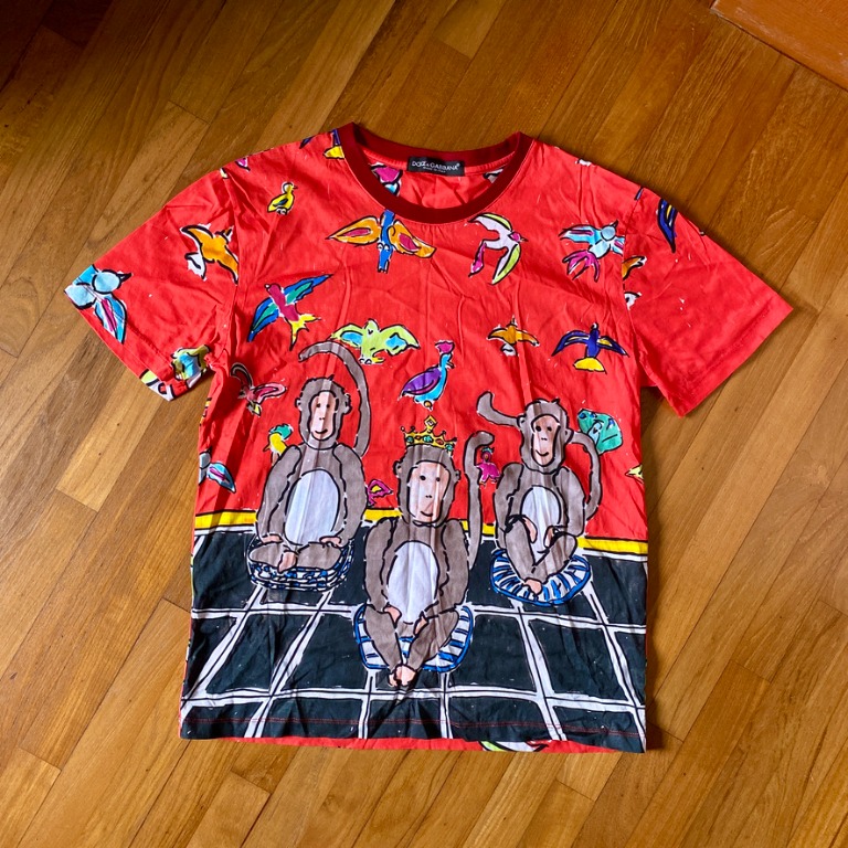 Dolce Gabbana Monkey Print T shirt Men s Fashion Tops Sets