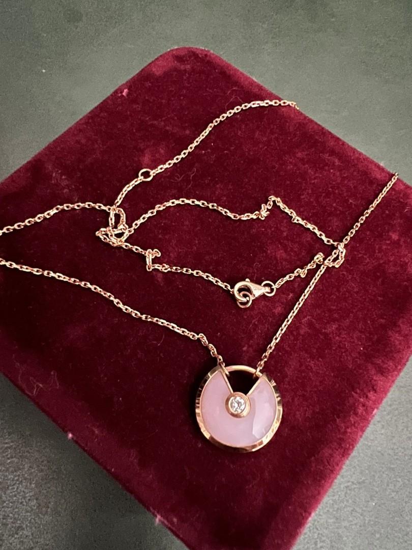 Fast Sale Reprice Cartier Rose Gold Amulette Diamond Pink Opal Necklace Nett Exclude ongkir 10
