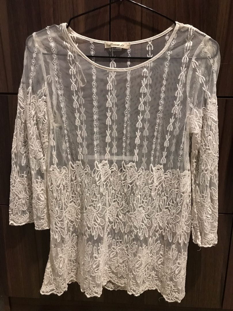 Forever 21 see through top, Women's Fashion, Tops, Blouses on Carousell