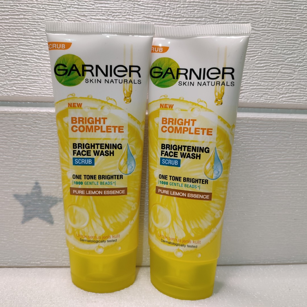 Garnier Bright Complete Face Wash Scrub, Kesehatan & Kecantikan, Kulit