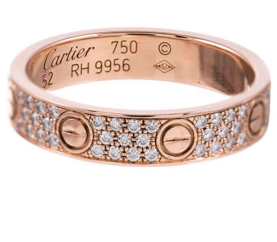 GENUINE CARTIER LOVE PAVE RING ROSE GOLD SIZE 50 Women s Fashion