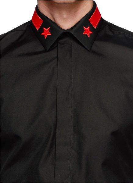 Givenchy Black with Red Star Collar Slim Fit Shirt Men s Fashion