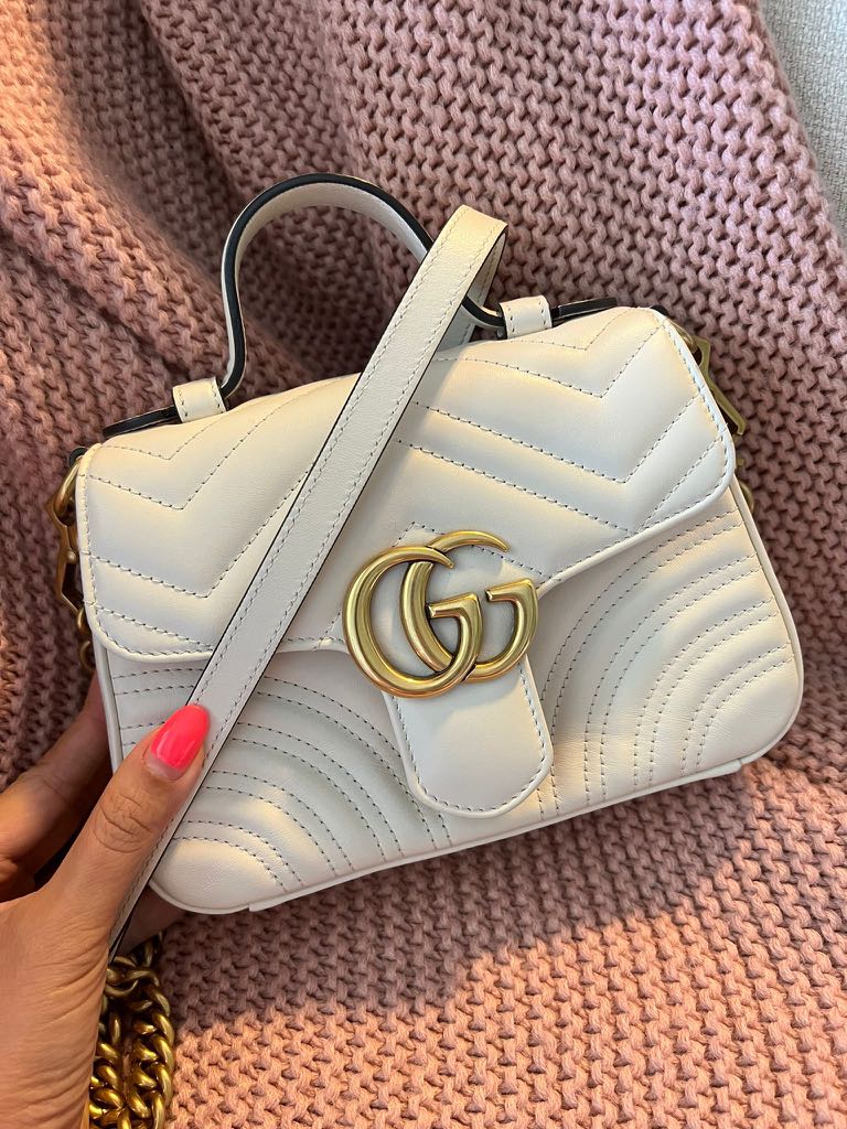 White mini top sales handle bag
