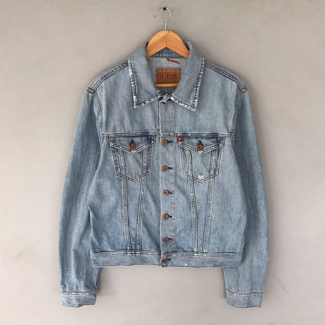 Guess distressed denim jacket hotsell