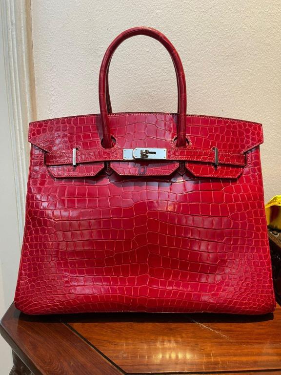 Hermes Birkin 35 Bag Violet Crocodile SHW