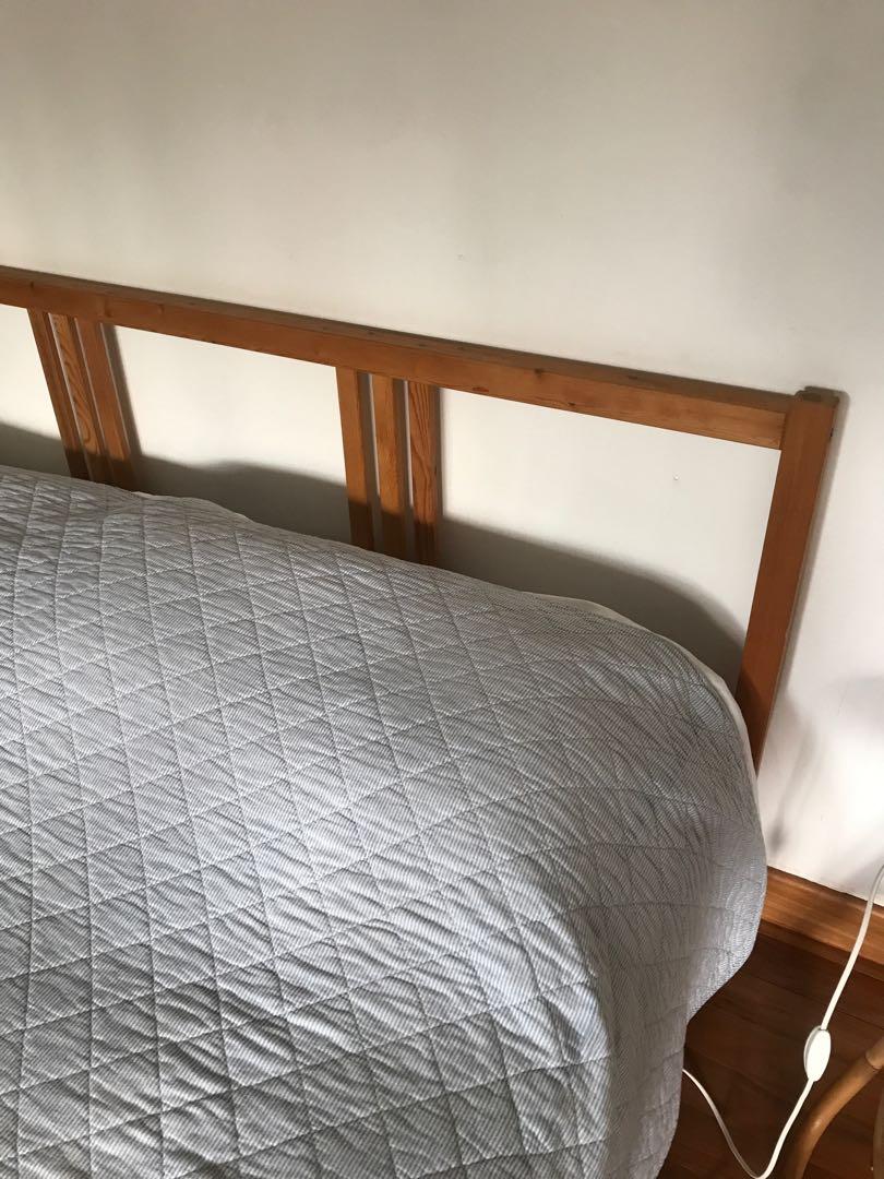 Ikea Fjellse Pine wood double bed + highquality latex mattress