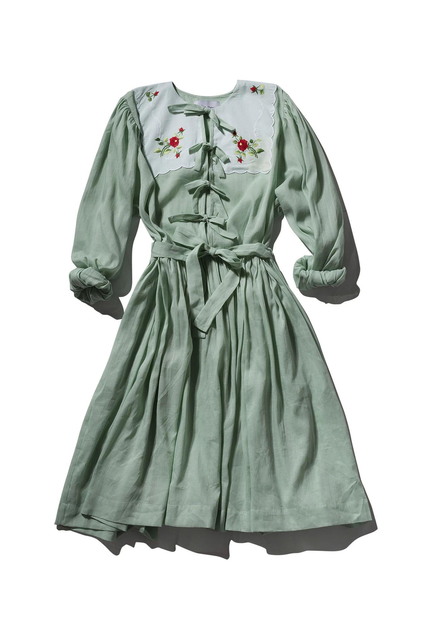 Innika Choo Don B Baad limited edition Red Embroidered Flowers French bib  style green Ramie dress, Women's Fashion, Dresses & Sets, Dresses on  Carousell