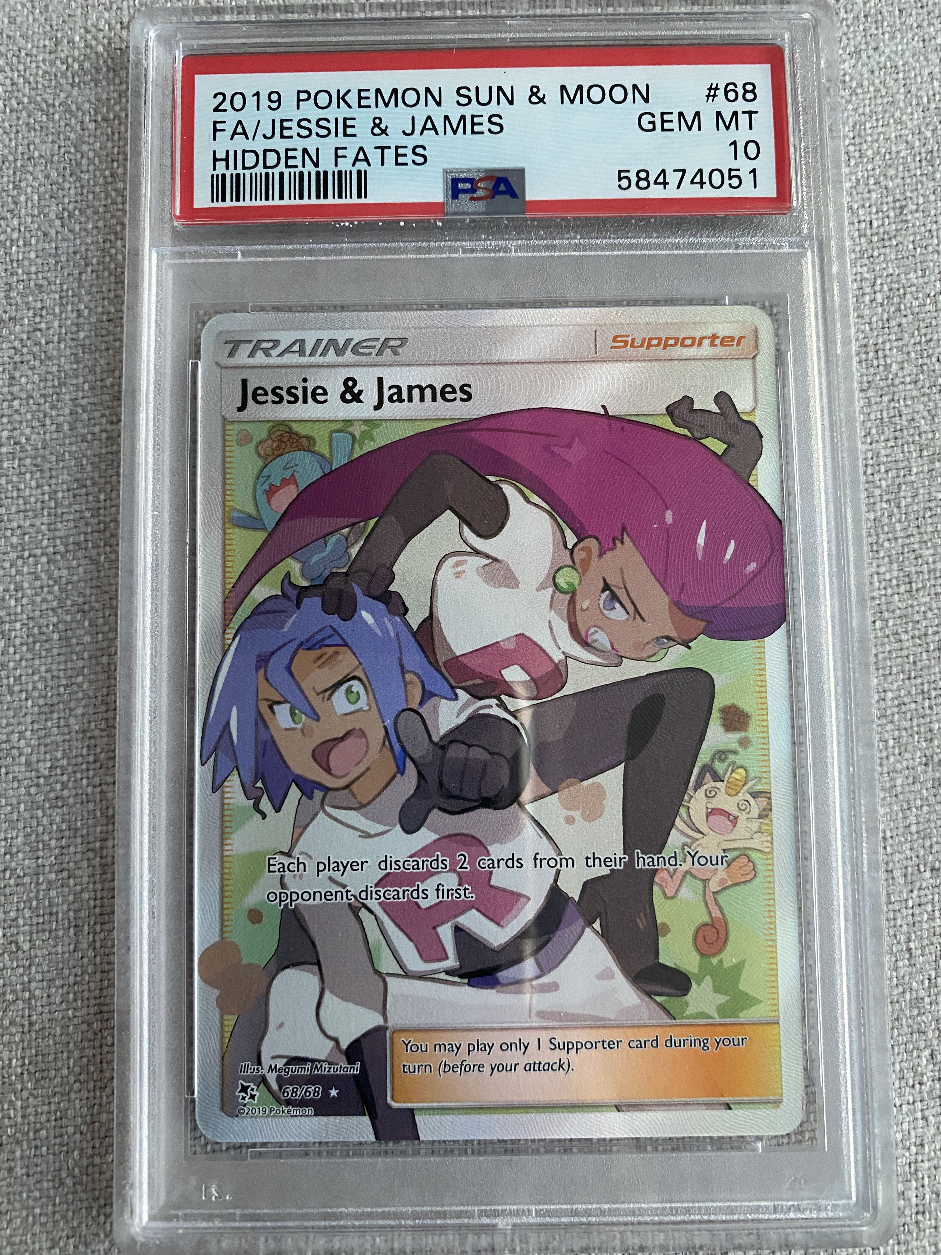 ? Gem Mint Pokemon Jessie & James Trainer 68/68 Hidden Fates PSA 10 