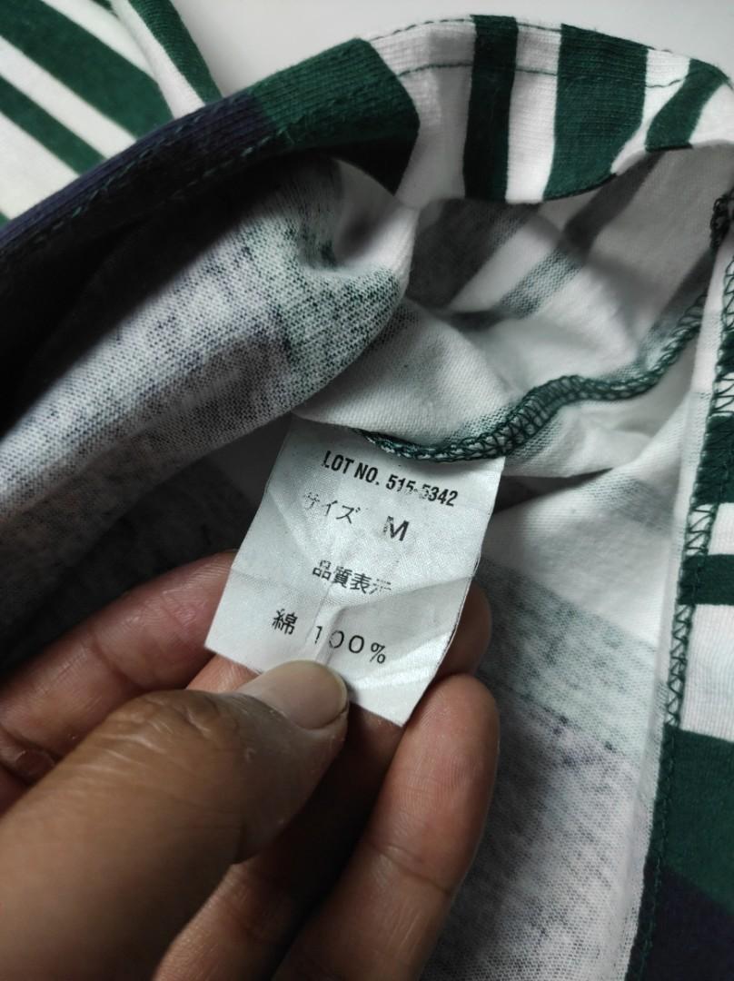 KAOS KERAH VINTAGE 90'S ST. JOHN'S BAY VERTICAL STRIPE COLLAR SHIRT