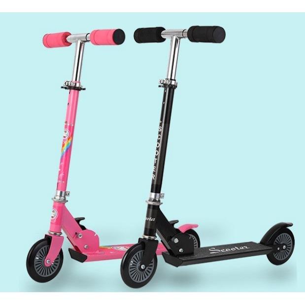 Kick Scooter Adults and Kids Skateboard, 2 Wheels, Adjustable, Foldable, up to 100KG, Sports