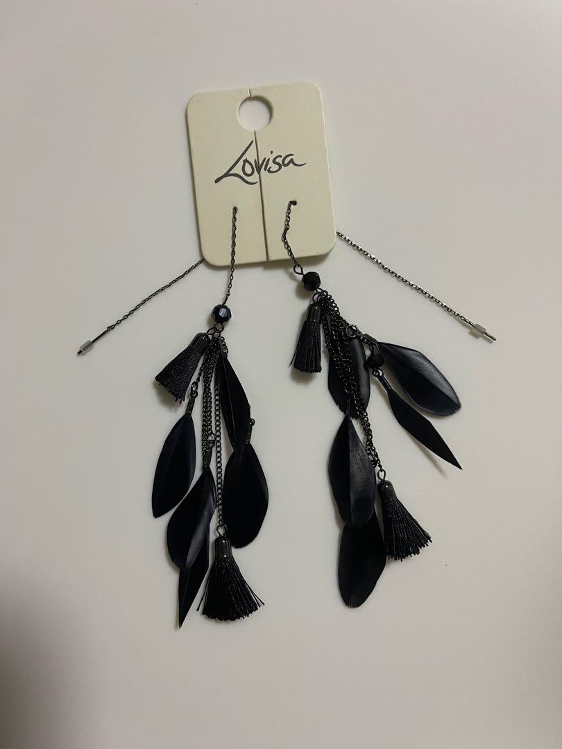 Lovisa black feather earrings Women s Fashion Jewelry