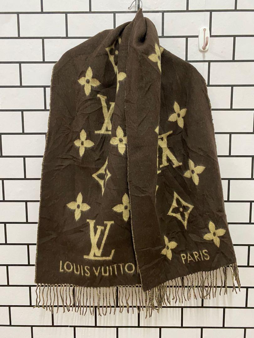 Louis Vuitton Monogram Split Scarf Beige Cashmere