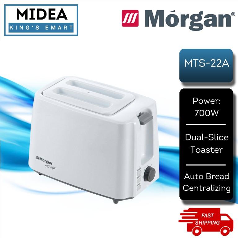 Morgan Toaster 2 Slice With Cover MTS 22A White New Model Auto Bread Centralising