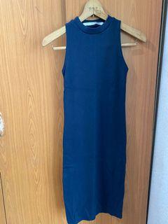 Navy blue midi bodycon dress