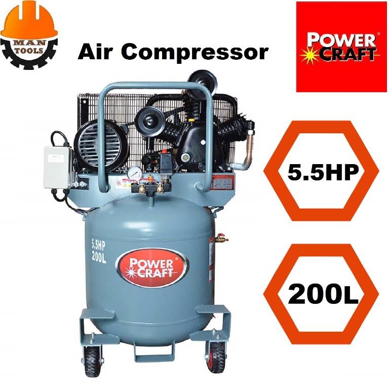 Powercraft Air Compressor 5.5 HP Vertical PAC 55200V2S, Commercial