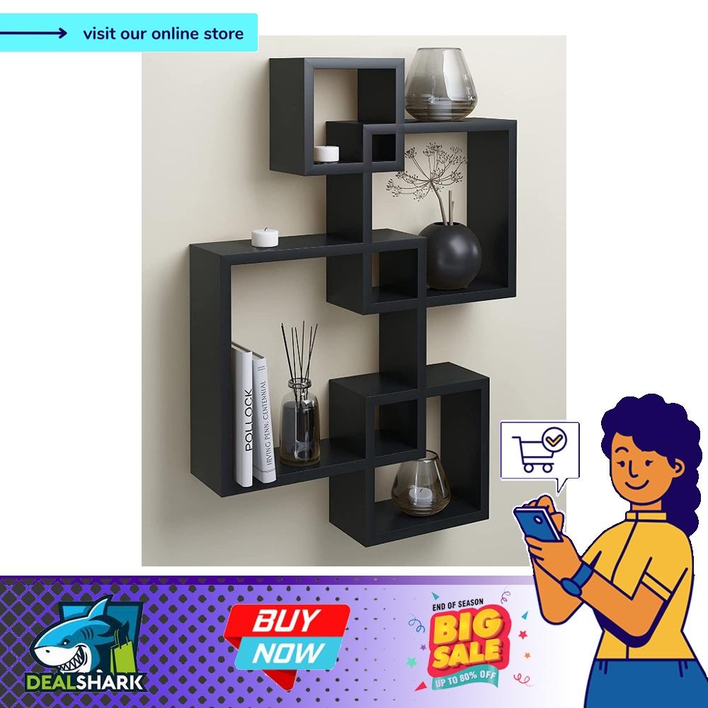 Greenco 4 Cube Wall Mounted Floating Shelves Gray for sale online 