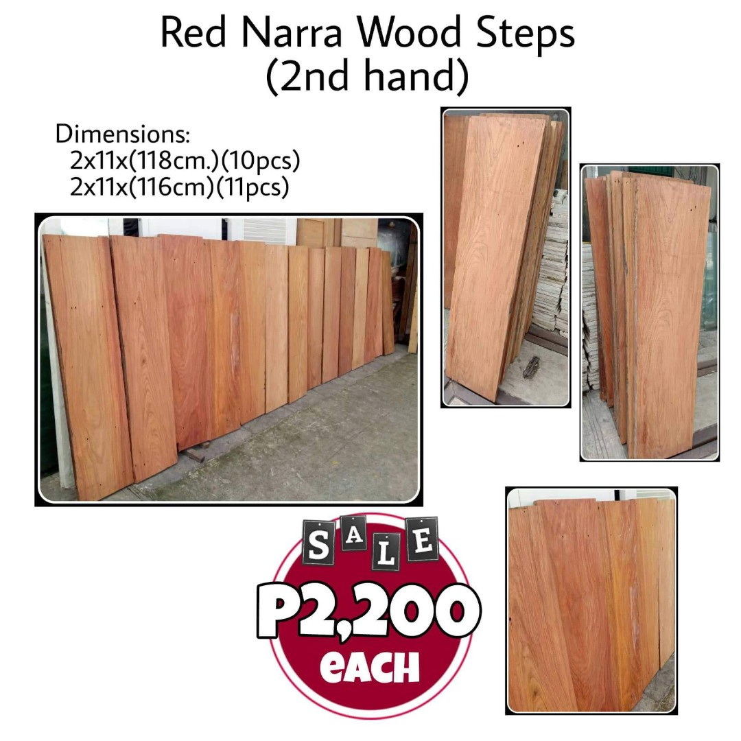 Red Narra Wood Steps, Furniture & Home Living, Home Improvement