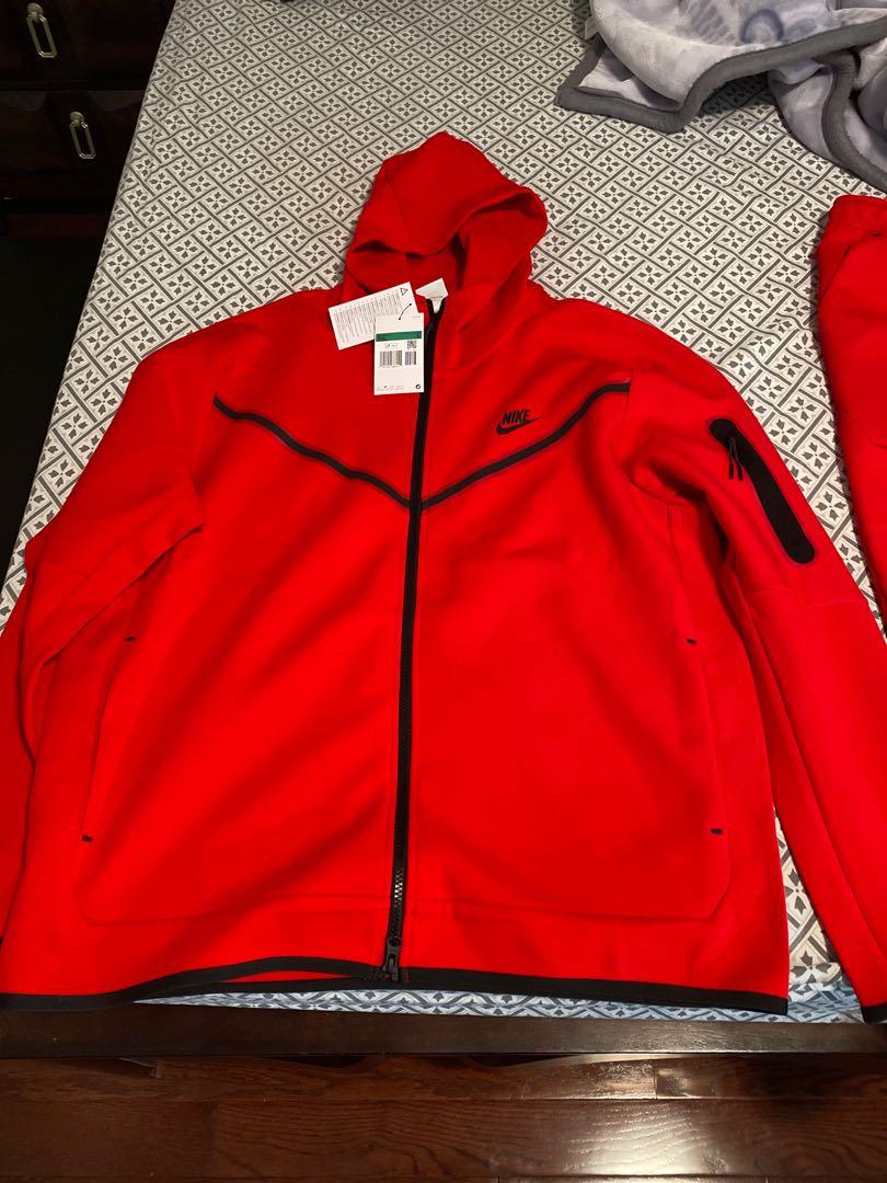Red Nike tech fleece Men s Fashion Clothes on Carousell
