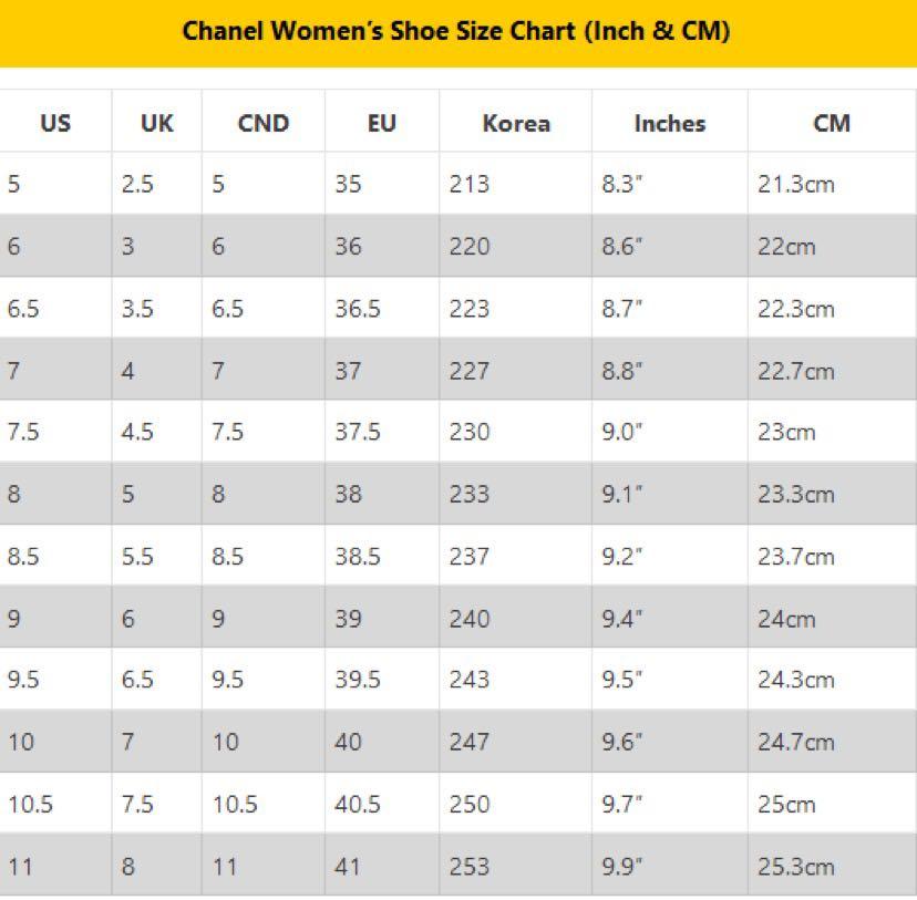 Chanel Shoe Size Chart All About Shoe Size Guide  The Shoe Box NYC