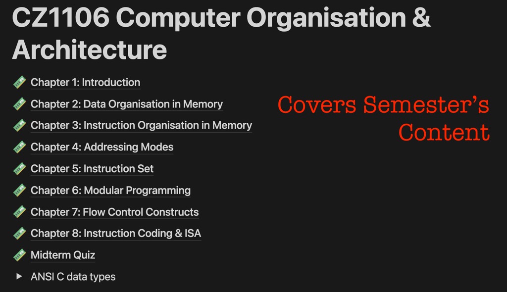 [SC1006/CZ1106] Computer Organisation & Architecture Notes for Computer ...