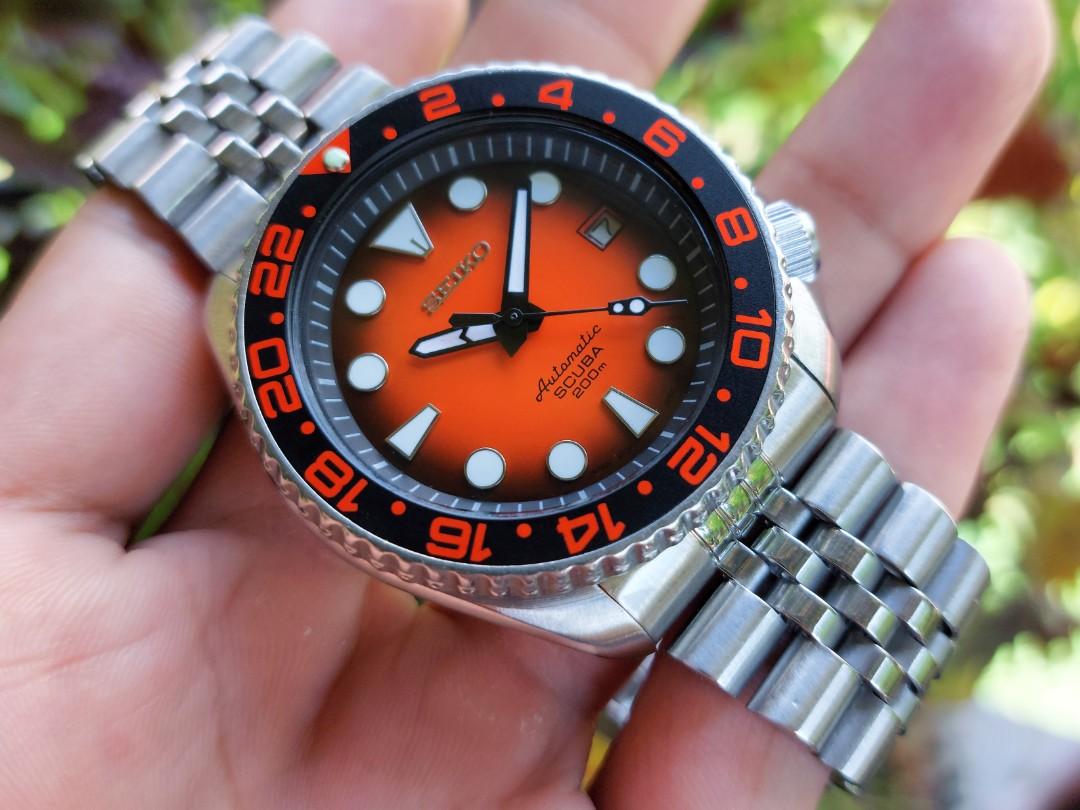 Seiko ORANGE GARNET Mod Automatic Diver s Watch Men s Fashion