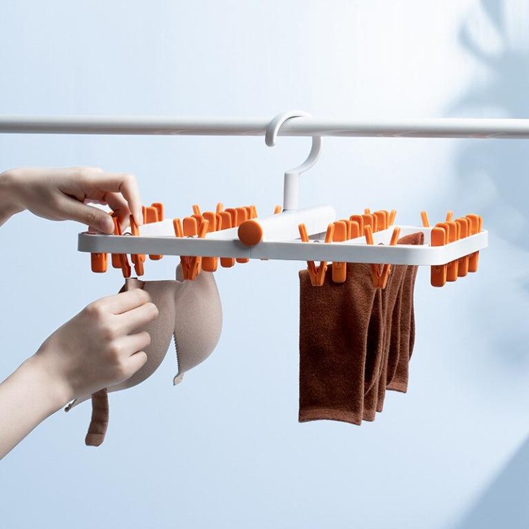 SKIT SG Foldable 6 24 Pegs Laundry Multi Peg Hanger Folding Multiple Clips Pegs Hanging Drying Rack Holder Hanger to Hang Clothes Underwear Bra