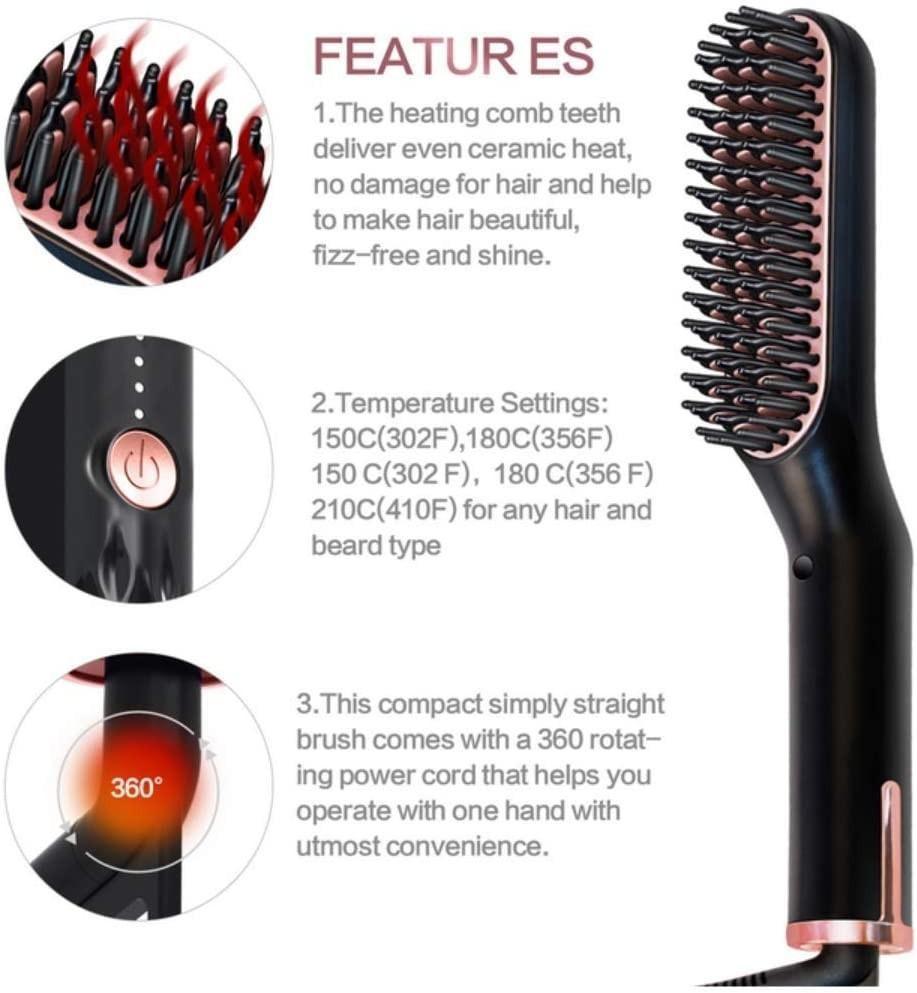 Straightener Beard Straightening Brush liaboe 3 in 1 Quick Heating Brush for Straighteners Multifunctional Beard Straightening Comb Hair Brush Beard