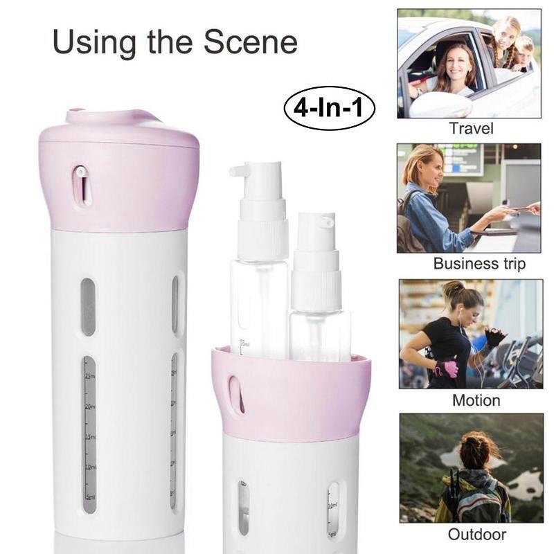Travel Bottle Toiletries (Category: Travel Essentials & Accessories) located in Manila. Submitted by larascollection0920 (Listing ID 1167158045, Image 2). Description: Travel Bottles Set 4-In-1 Organized Leak Proof Travel Size Toiletries Refillable Travel Liquid/Lotion.