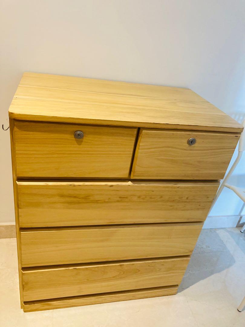 Wood chest of drawers, Furniture & Home Living, Furniture