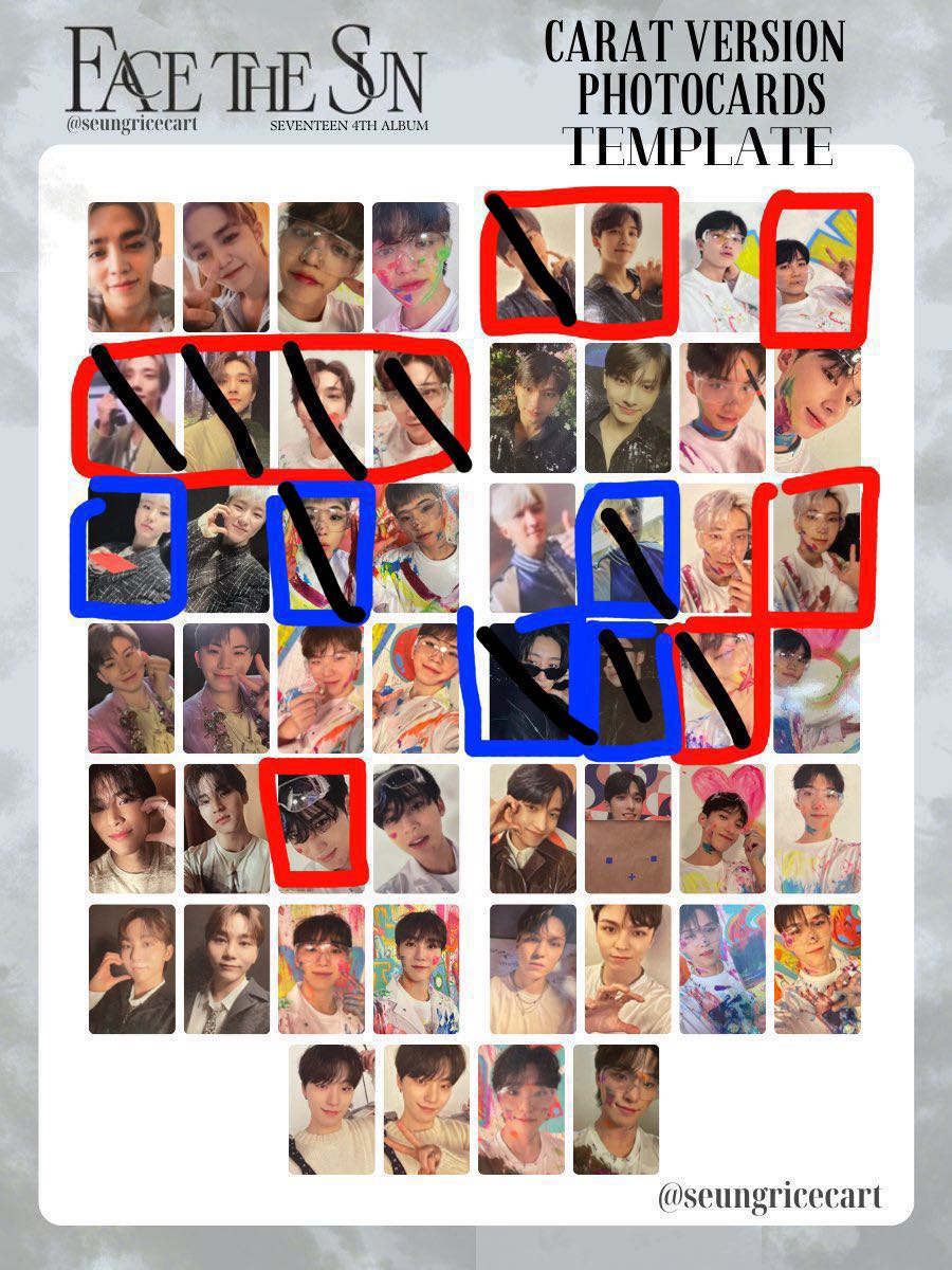 wtt / wtb / lf seventeen face the sun carat ver pcs photocards 